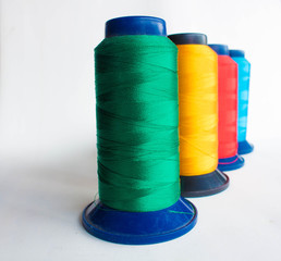 colored thread isolated on white background