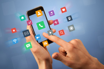 Female hand holding smartphone