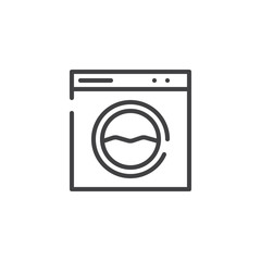 Washing machine line icon, outline vector sign, linear style pictogram isolated on white. Symbol, logo illustration. Editable stroke