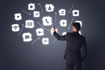 Businessman with white applications