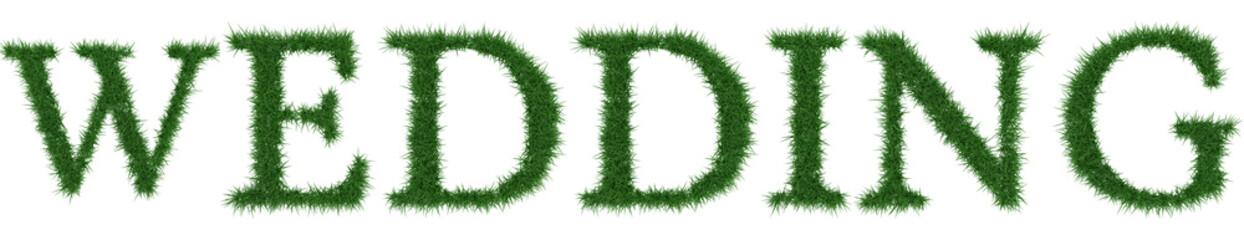 Wedding - 3D rendering fresh Grass letters isolated on whhite background.