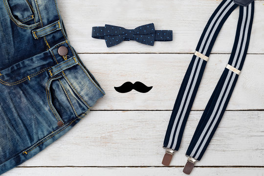 Accessories and clothes for a little gentleman. Kids fashion.