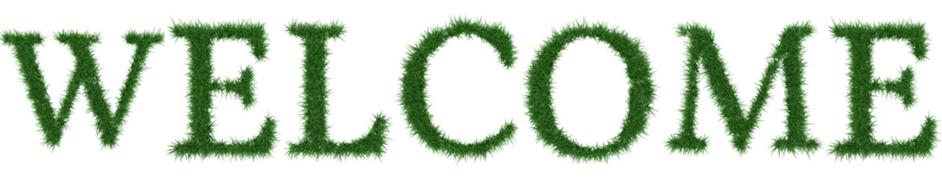 Welcome - 3D rendering fresh Grass letters isolated on whhite background.