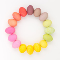 colorful easter eggs on white background