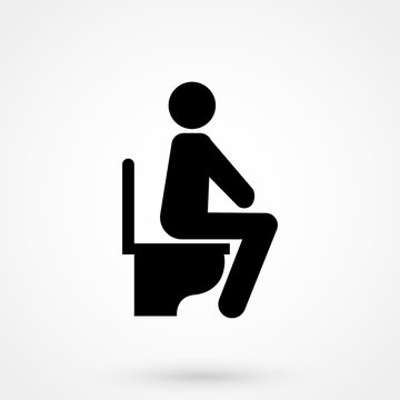 Icon Man Sitting On The Toilet On A White Background