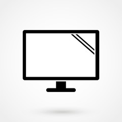 Monitor PC, Icon computer screen flat style with shadow on white background, stylish vector illustration for web design