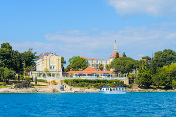 Katarina Island near Rovinj, Croatia with seaside holiday resort