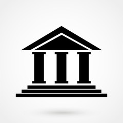 Flat icon of bank building. vector illustration