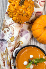 Pumpkin cream on bowl