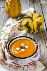 Pumpkin cream on bowl