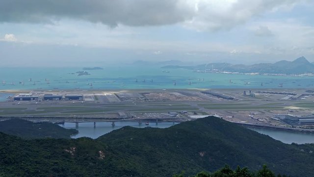 View of International airport in Hong Kong. 