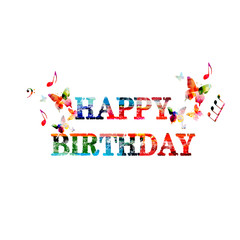 Colorful happy birthday calligraphy lettering isolated vector illustration