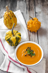 Pumpkin cream on bowl