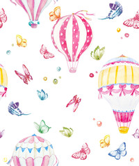 Watercolor air baloon pattern