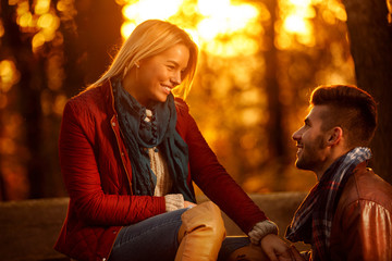 Lifestyle, happy girlfriend and boyfriend in the park.