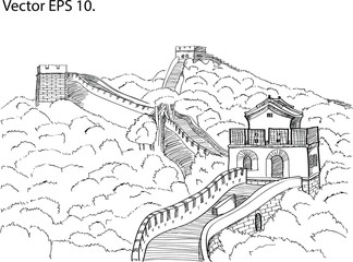 The great wall of China, Vector Illustration EPS 10.