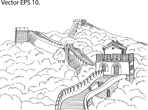 The Great Wall Of China, Vector Illustration EPS 10.