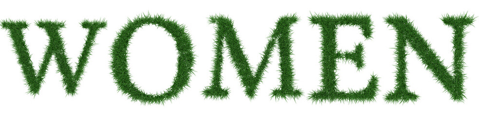 Women - 3D rendering fresh Grass letters isolated on whhite background.