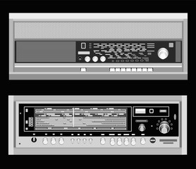 Retro radio. Vintage vector illustration