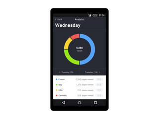 Chart on mobile interface vector