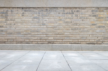 urban street with warehouse brick wal