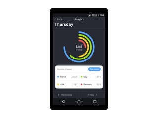 Chart on mobile interface vector