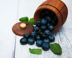 Fresh blueberries on a table