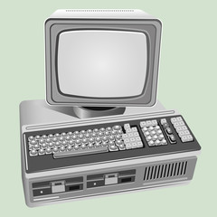 retro vector high detailed isolated computer