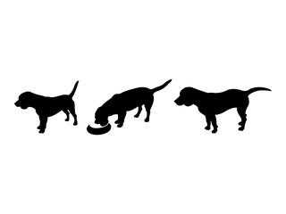 Simple black beagle dog silhouettes