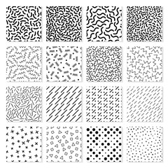Large collection of abstract memphis seamless pattern