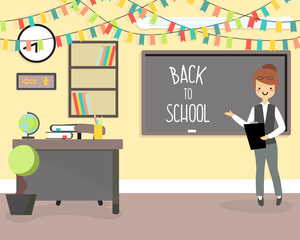 Back to school concept vector illustration in flat style