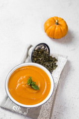 Pumpkin cream on bowl