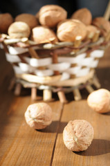 walnuts on a wooden table