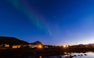 the polar lights over the city of Tromso
