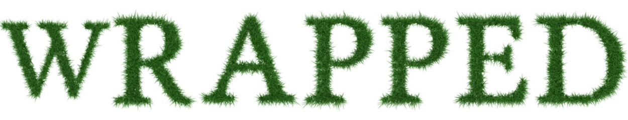 Wrapped - 3D rendering fresh Grass letters isolated on whhite background.