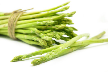 Bundle of green asparagus shoots