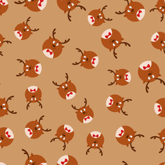 Christmas Cute Round Reindeer Seamless Pattern