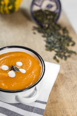 Pumpkin cream on bowl