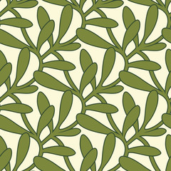 Christmas Interlaced Mistletoe Leaves Seamless Pattern