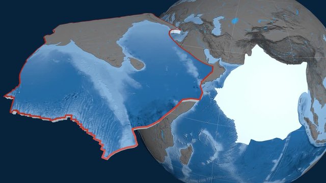 India tectonic plate. Elevation and bathymetry