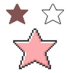 Pixel icon of star in three variants. Fully editable