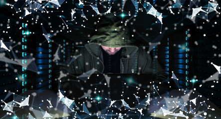 Hacker accessing to personal data information with a computer 3D rendering