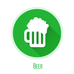 Vector icon with beer mug. Flat design. Vector.