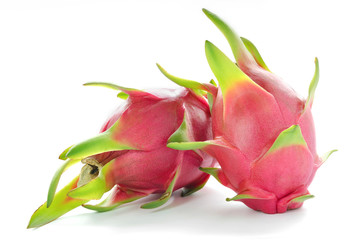 close up dragon fruits isolate on white background