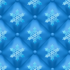 Luxury Blue Quilted Snowflake Christmas Seamless Pattern