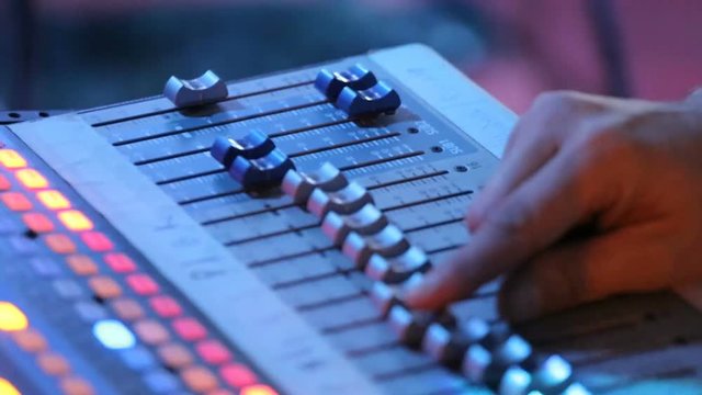Audio mixer working on rock concert