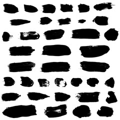 set of illustration of black smears and spots watercolor textures as grunge background for design of banners, cards, posters, tickets, leaflets isolated on white background