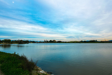 Casey Forebay at Sunset, Mountain view, Santa Clara County, California, USA
