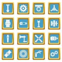 Techno mechanisms kit icons azure