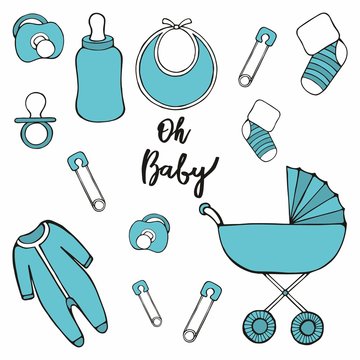 Oh baby. Vector illustration set for design and decoration